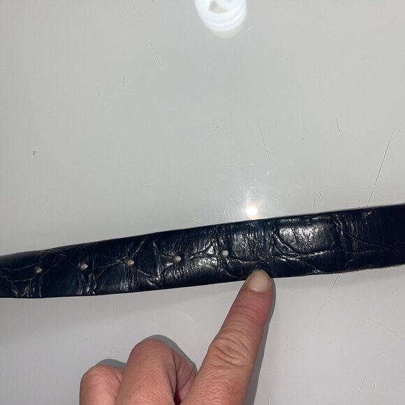Arrivanto Vintage Womens Belt Size M Black Buckle Croc Embossed Calf Leather main image 8